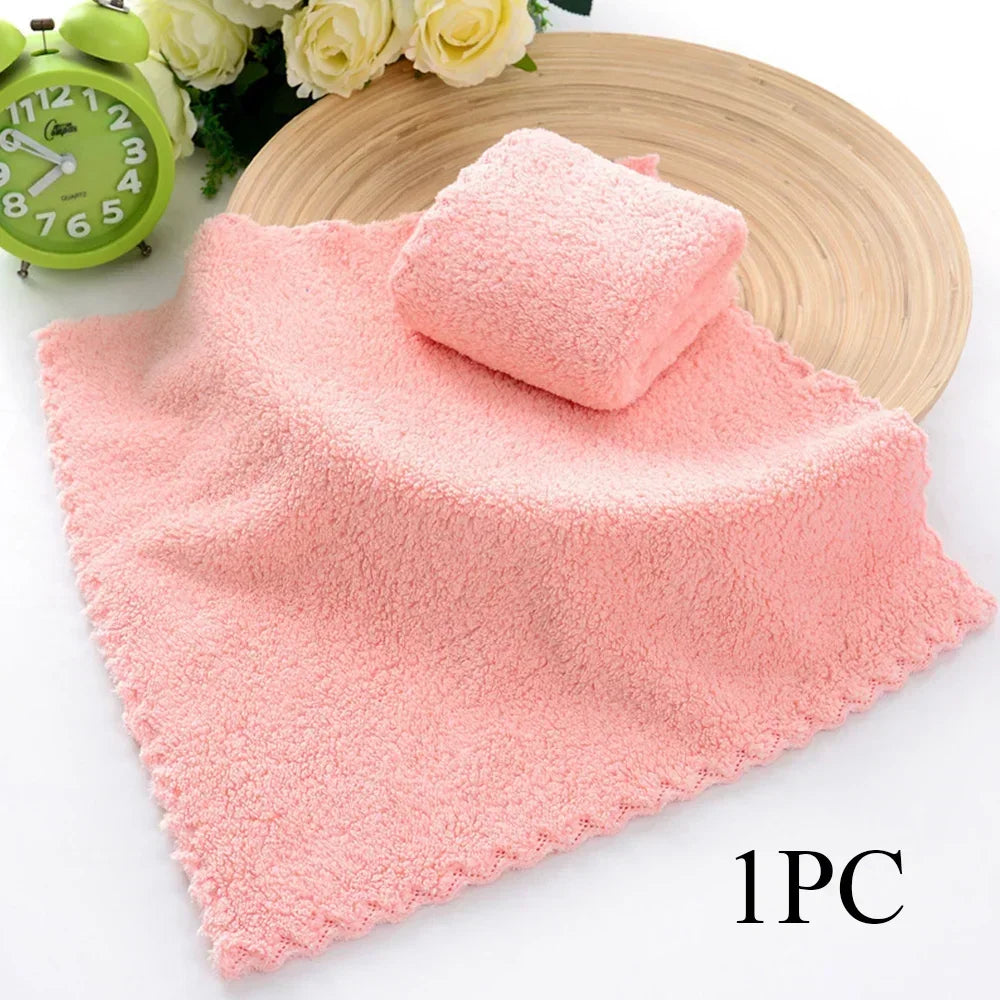 25*25cm Coral Velvet Quick Drying Microfiber Towels Cleaning Wipes Face Towels Square Washcloth Hand Towel Soft Water Absorption