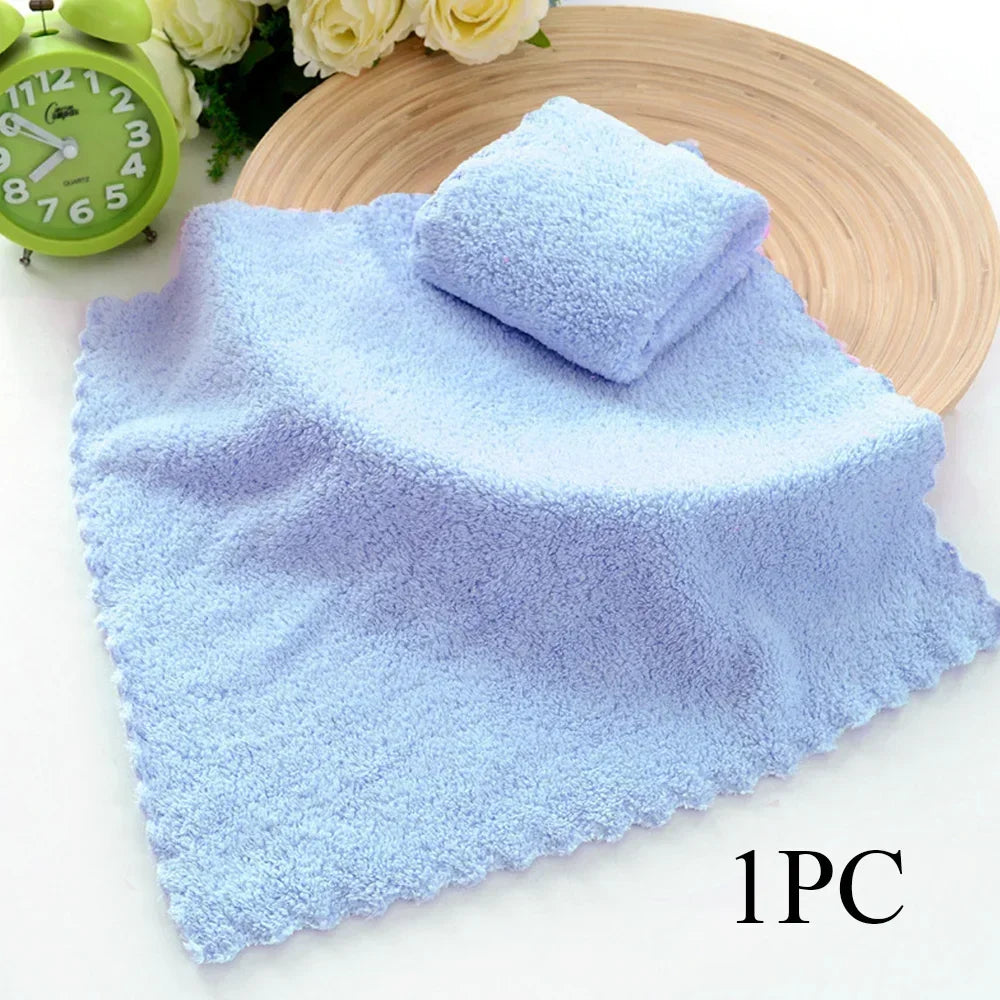 25*25cm Coral Velvet Quick Drying Microfiber Towels Cleaning Wipes Face Towels Square Washcloth Hand Towel Soft Water Absorption