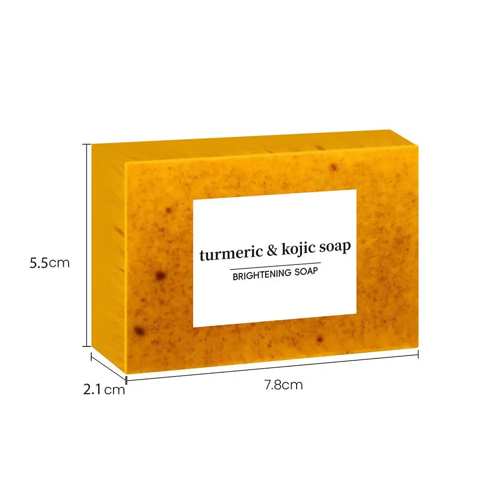 1Pcs Turmeric & Kojic Acid Brightening Soap Turmeric Lemon Soap Bar For Face Body Tumeric Soap Smooth Skin Cleansing Bath Soap