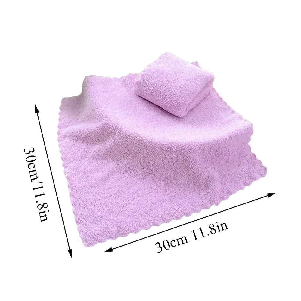 25*25cm Coral Velvet Quick Drying Microfiber Towels Cleaning Wipes Face Towels Square Washcloth Hand Towel Soft Water Absorption