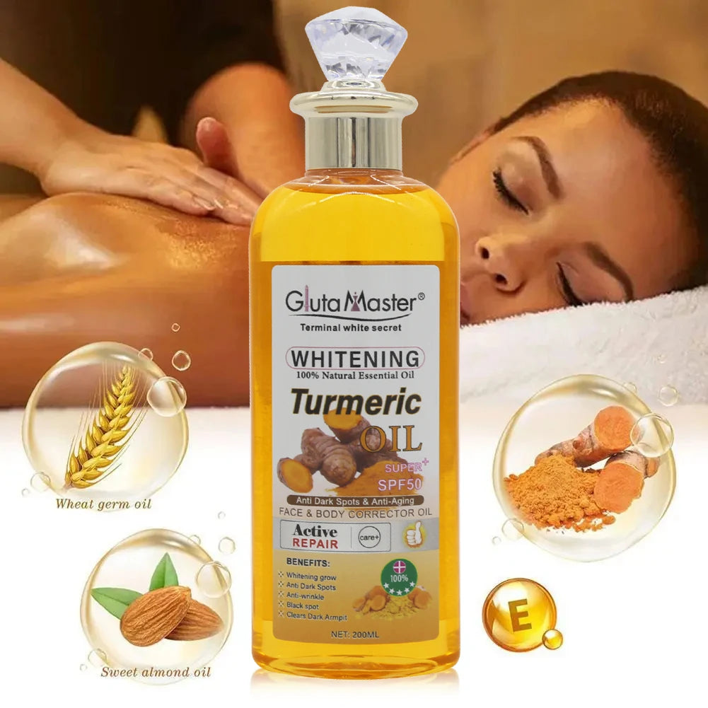 Gluta Master 200ml Turmeric Essential Oil Face and Body Skin Relaxation Massage Oil Nourishing Moisturizing Skin Oil