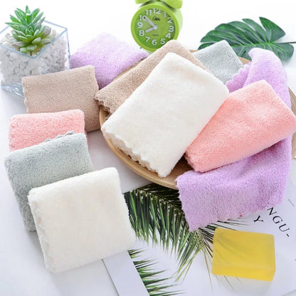 25*25cm Coral Velvet Quick Drying Microfiber Towels Cleaning Wipes Face Towels Square Washcloth Hand Towel Soft Water Absorption